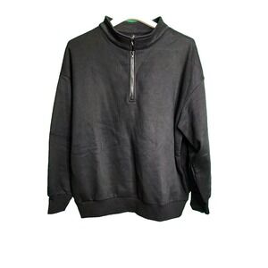 NWT Women's L Anrabess 1/4 Zip Pullover Sweatshirt Black large